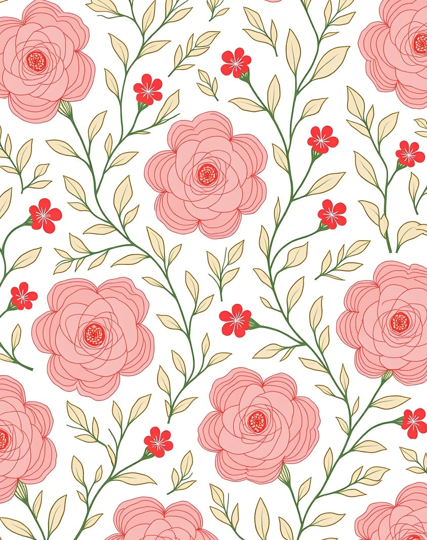 Whimsical Pink Rose Garden Swirl Rug