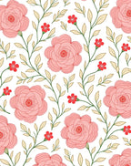 Whimsical Pink Rose Garden Swirl Rug