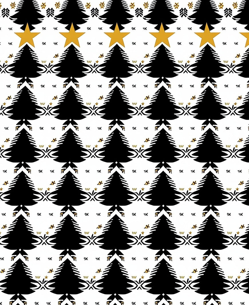 Black Pine Tree Golden Star Array Rug