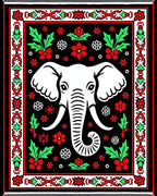 White Elephant Red Floral Border Rug