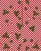 Crimson White Holly Holiday Lines Rug