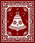 Festive Red White Bell Holiday Decor Rug