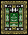 Jungle Green White Pine Woodland Collage Rug