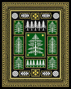 Jungle Green White Pine Woodland Collage Rug
