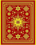 Crimson and Gold Floral Starburst Rug