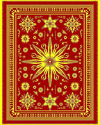 Crimson and Gold Floral Starburst Rug