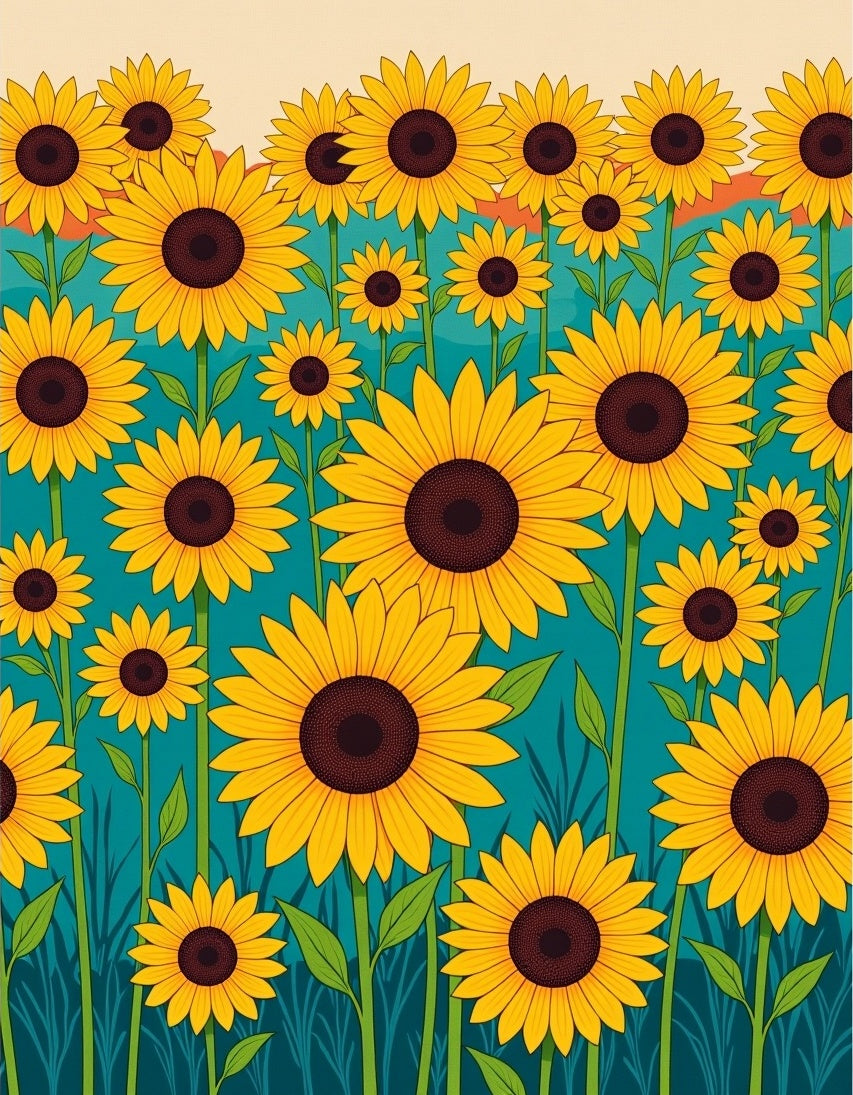 Vibrant Yellow Sunflower Field Rug
