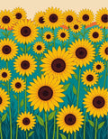 Vibrant Yellow Sunflower Field Rug