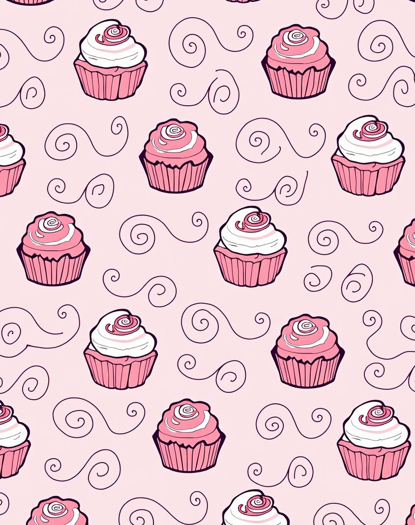 Sweet Pink Cupcake Swirl Cream Rug