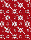 Red White Snowflake Holiday Repeat Rug
