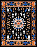 Black Orange Blue Folk Art Medallion Rug
