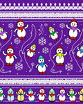 Whimsical Purple Snowman Snowflake Garland Rug