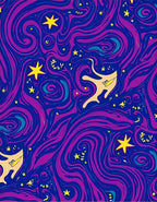 Vibrant Cosmic Swirl Yellow Star Rug
