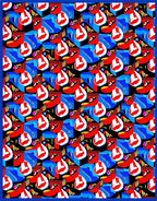 Bold Red Blues Abstract Forms Rug