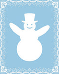 White Snowman Blue Lace Border Rug