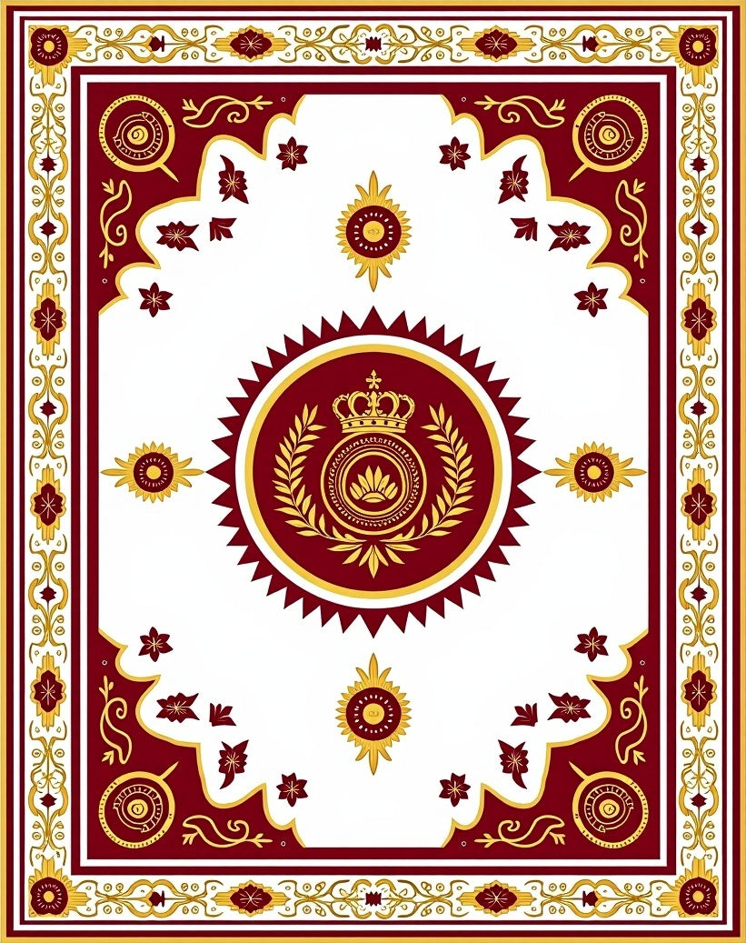 Regal Crimson Gold Crest Medallion Rug