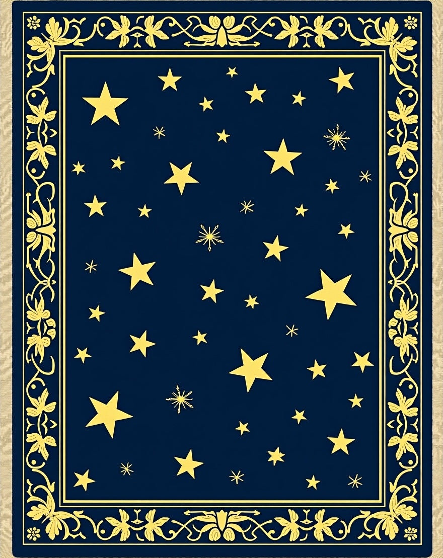 Midnight Yellow Starry Constellation Rug