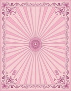 Pink Sunburst Floral Border Rug