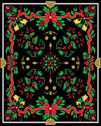 Festive Red Green Holly Berries Rug