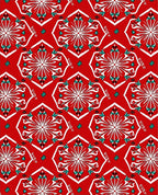 Red White Teal Starburst Medallion Rug