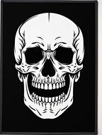 Gothic White Skull Black Background Rug