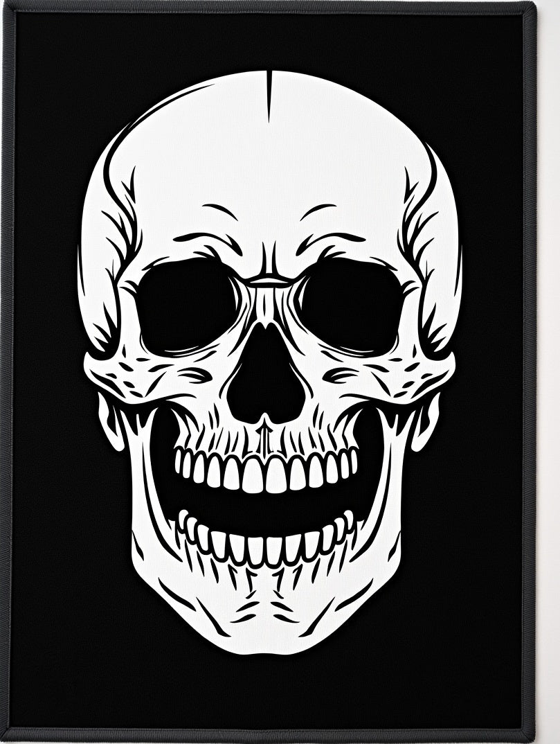 Gothic White Skull Black Background Rug