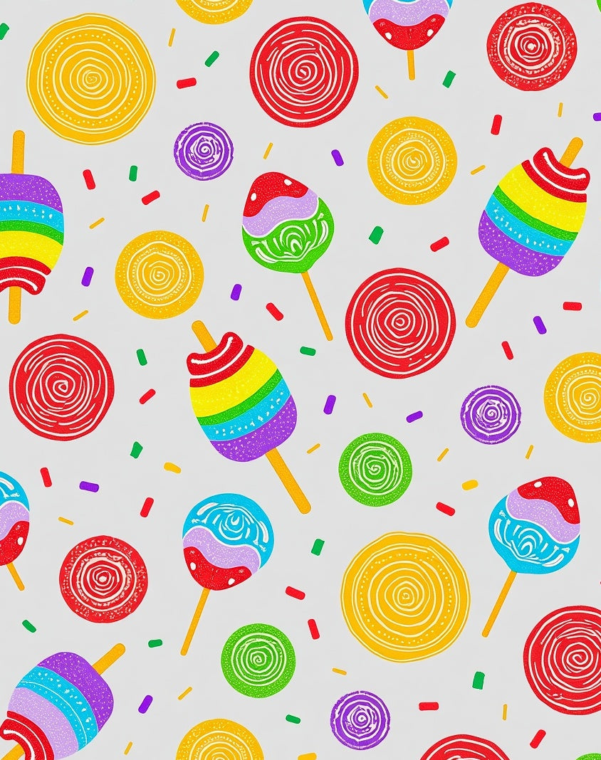 Whimsical Rainbow Swirl Pops And Sprinkles Rug