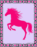Bright Pink Galloping Horse Border Rug