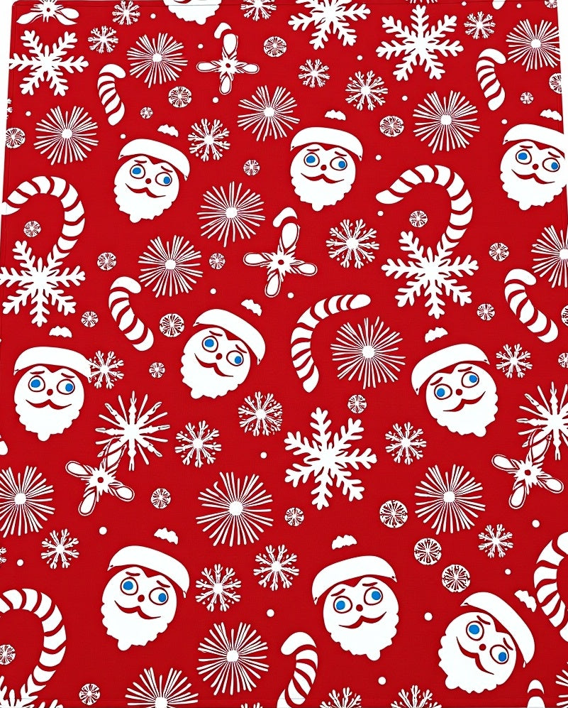 Red Christmas Santa Snowflake Candy Cane Rug