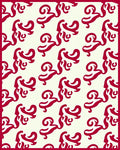 Crimson Swirls Across Off-White Canvas Rug