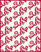 Crimson Swirls Across Off-White Canvas Rug
