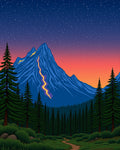 Midnight Mountain Forest Starry Sky Rug