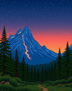Midnight Mountain Forest Starry Sky Rug