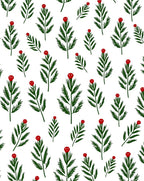 Green Pine Branches With Red Berries Rug