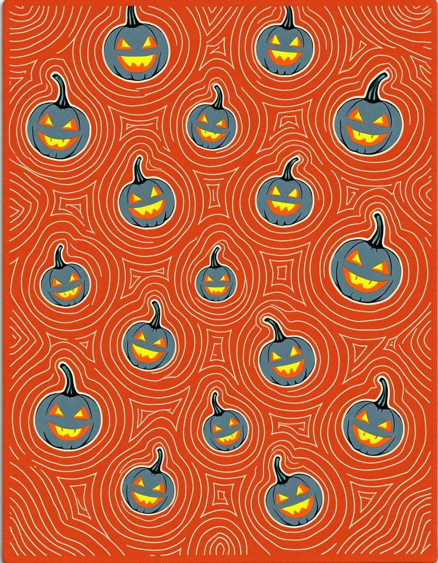Orange Pumpkin Swirl Halloween Rug