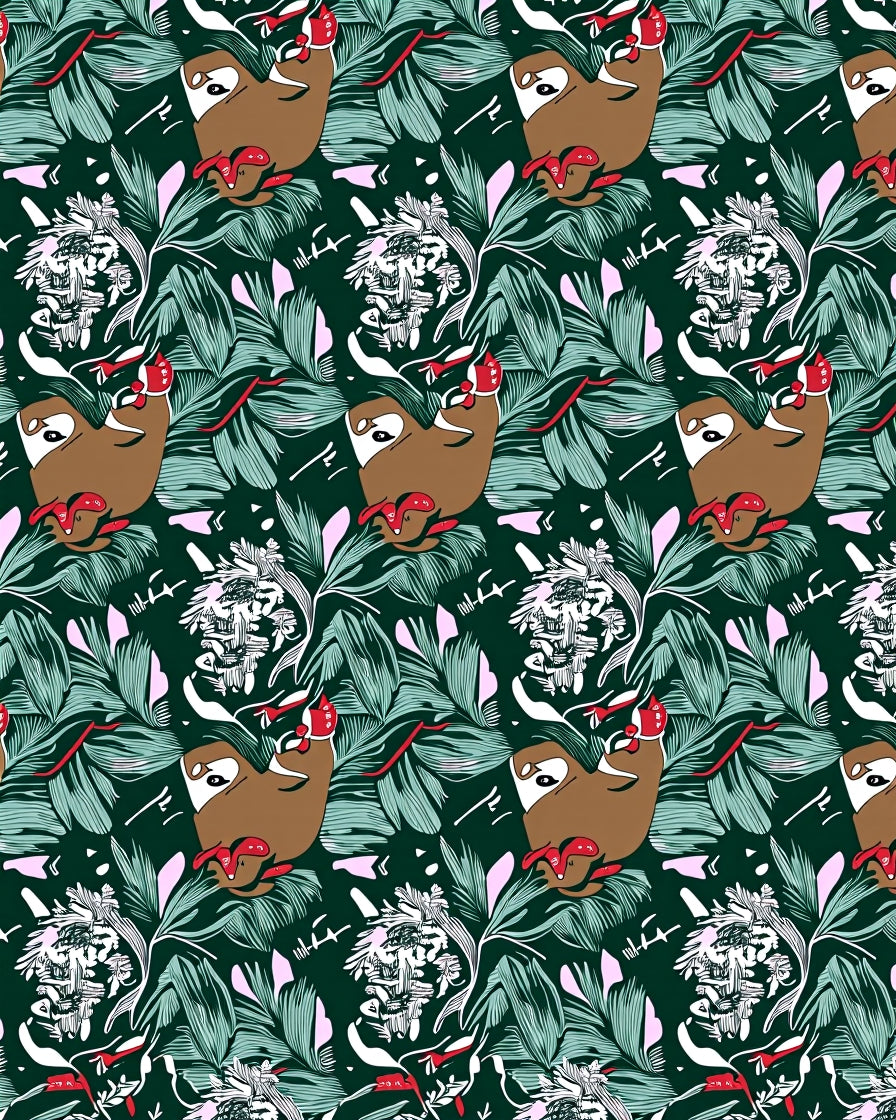Whimsical Brown Sloth Tropical Jungle Rug