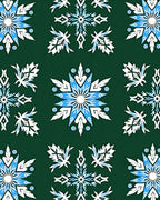 Winter Snowflake Tile Blue White Rug