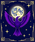 Purple Bird Moon Stars Art Deco Rug