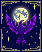 Purple Bird Moon Stars Art Deco Rug