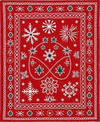 Winter Holiday Snowflake Scatter Red Rug
