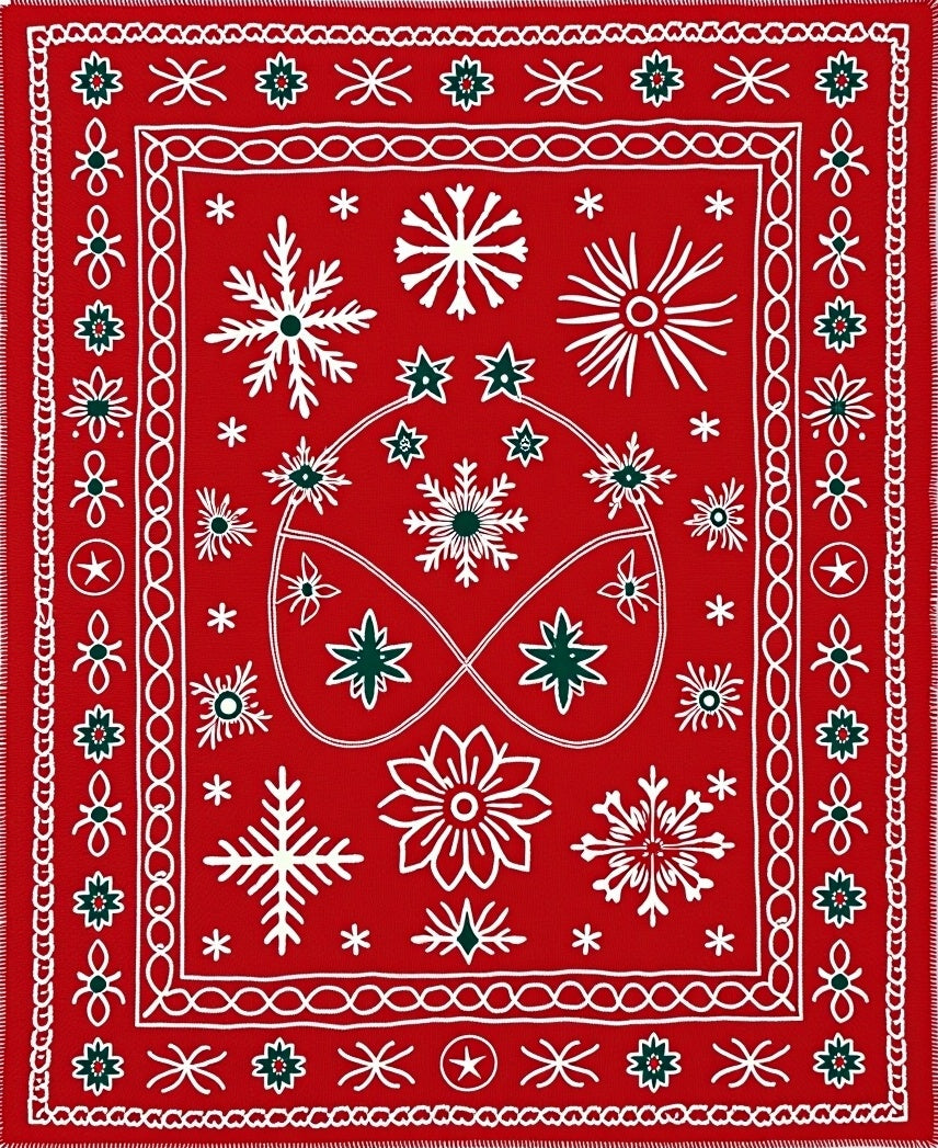 Winter Holiday Snowflake Scatter Red Rug