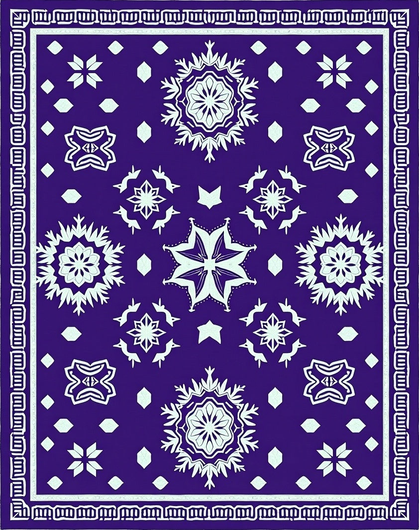 Deep Indigo Starburst Mandala Rug