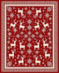 Red White Cream Reindeer Snowflake Garland Rug