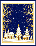 Winter Night Village Starry Sky Rug