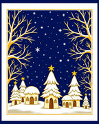 Winter Night Village Starry Sky Rug