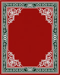 Grand Red White Green Ornate Border Rug