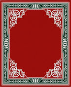 Grand Red White Green Ornate Border Rug