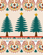 Festive Emerald Trees Red Border Rug