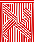 Bold Red White Geometric Maze Rug