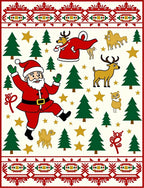 Christmas Santa Claus Reindeer Forest Border Rug